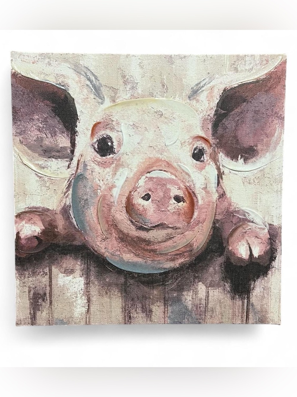 Hobby Lobby Rustic Farmhouse Pig at Fence Canvas Art